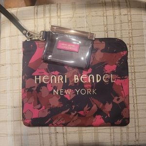 HENRI BENDEL floral zip nylon pouch wristlet